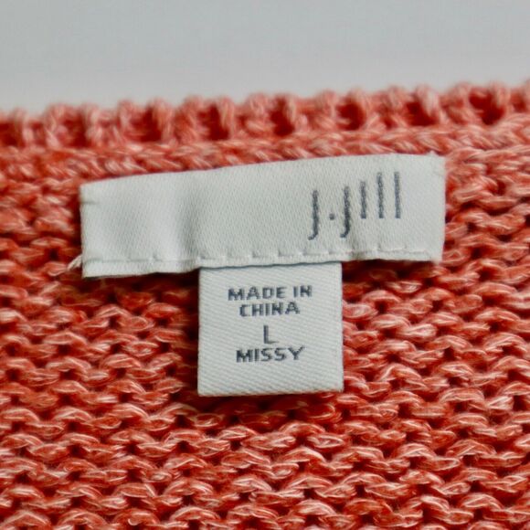 J Jill Size L Missy Cotton Knit Pullover Sweater Crew Neck Pink - Picture 9 of 10